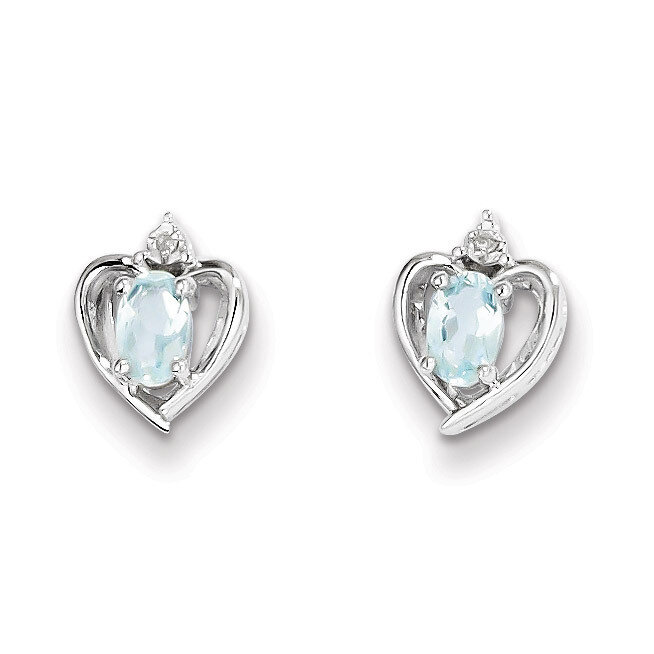 Aquamarine & Diamond March Earrings Sterling Silver QBE19MAR