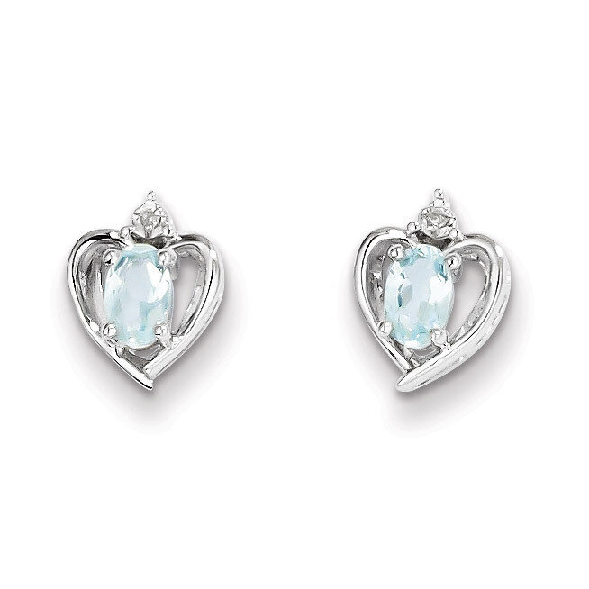 Aquamarine &amp; Diamond March Earrings Sterling Silver QBE19MAR, MPN: QBE19MAR, 886774645698