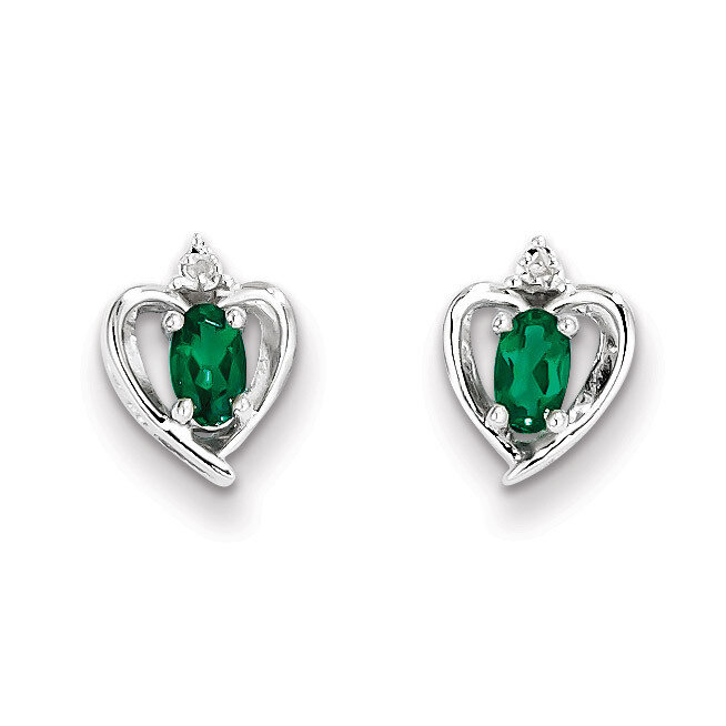 Emerald &amp; Diamond May Earrings Sterling Silver QBE19MAY, MPN: QBE19MAY, 883957524535