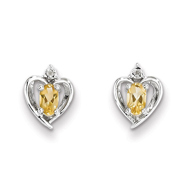 Citrine &amp; Diamond November Earrings Sterling Silver QBE19NOV, MPN: QBE19NOV, 883957478418