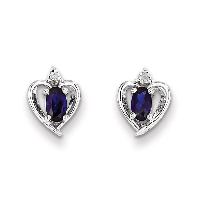 Sapphire &amp; Diamond September Earrings Sterling Silver QBE19SEP, MPN: QBE19SEP, 883957542065