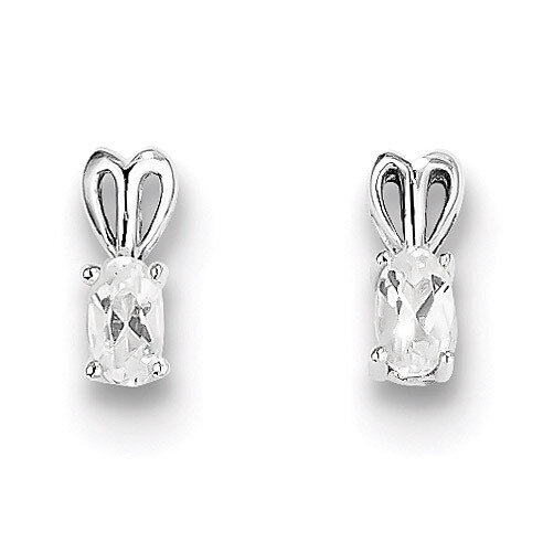 White Topaz April Earrings Sterling Silver QBE20APR, MPN: QBE20APR, 883957396590