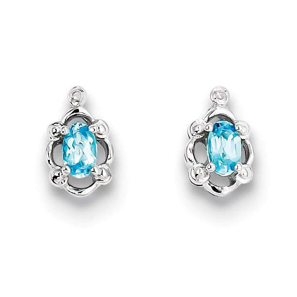 Light Swiss Blue Topaz &amp; Diamond December Earrings Sterling Silver QBE21DEC, MPN: QBE21DEC, 8839574…