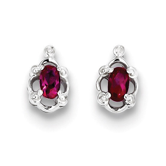 Ruby &amp; Diamond July Earrings Sterling Silver QBE21JUL, MPN: QBE21JUL, 883957495309