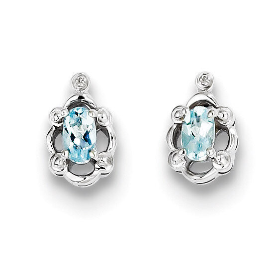 Aquamarine &amp; Diamond March Earrings Sterling Silver QBE21MAR, MPN: QBE21MAR, 883957487915