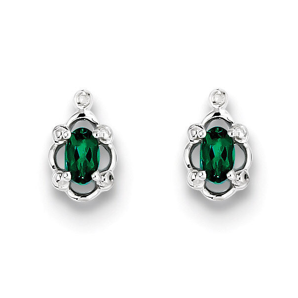 Emerald &amp; Diamond May Earrings Sterling Silver QBE21MAY, MPN: QBE21MAY, 883957478449