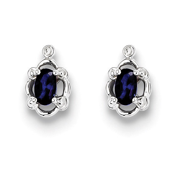 Sapphire & Diamond September Earrings Sterling Silver QBE21SEP