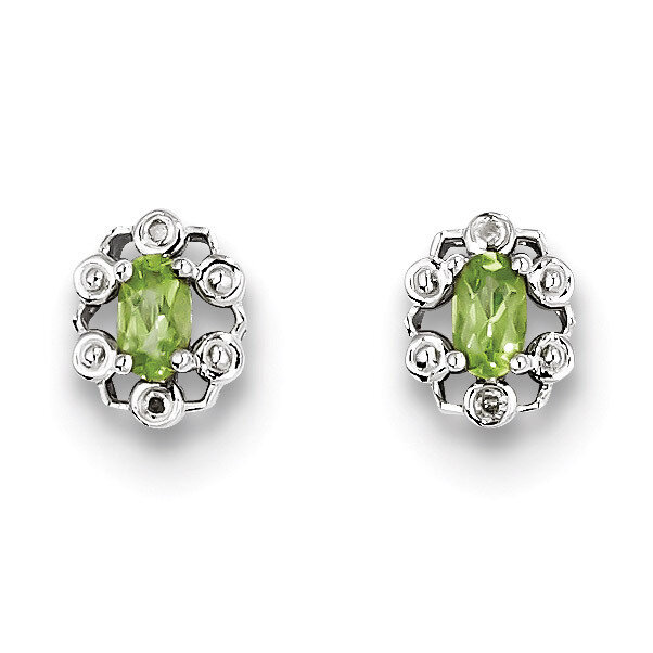 Peridot &amp; Diamond August Earrings Sterling Silver QBE22AUG, MPN: QBE22AUG, 883957396637
