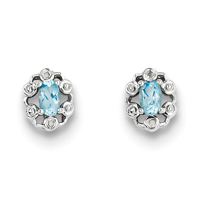 Light Swiss Blue Topaz &amp; Diamond December Earrings Sterling Silver QBE22DEC, MPN: QBE22DEC, 8839573…