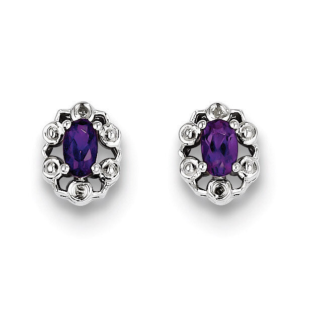 Amethyst &amp; Diamond February Earrings Sterling Silver QBE22FEB, MPN: QBE22FEB, 883957353548
