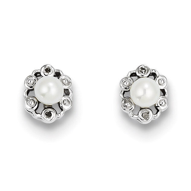 Pearl &amp; Diamond June Earrings Sterling Silver Cultured QBE22JUN, MPN: QBE22JUN, 883957597249