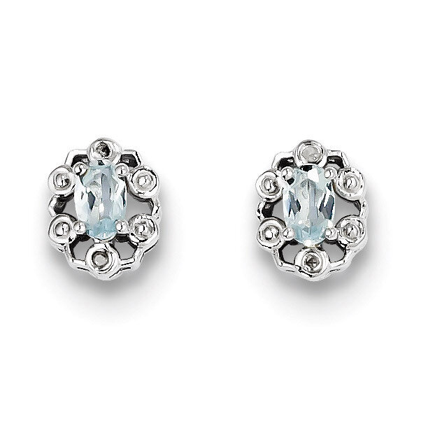 Aquamarine &amp; Diamond March Earrings Sterling Silver QBE22MAR, MPN: QBE22MAR, 883957487922