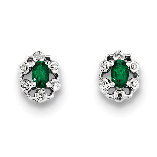 Emerald &amp; Diamond May Earrings Sterling Silver QBE22MAY, MPN: QBE22MAY, 883957487939