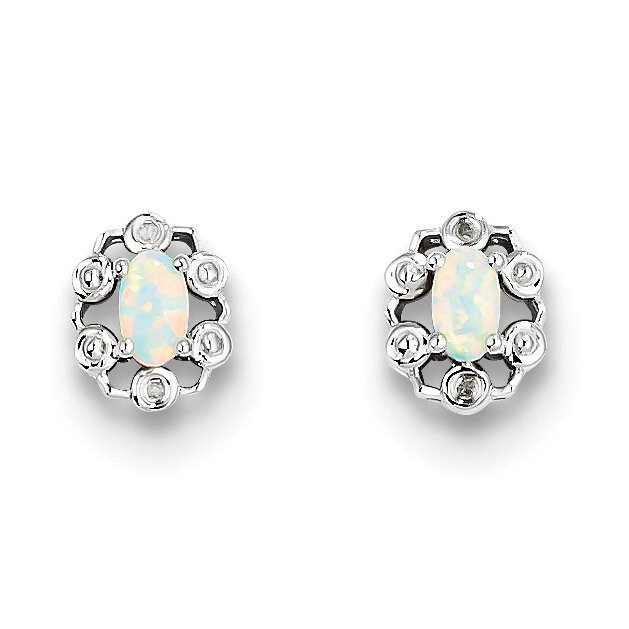 Opal &amp; Diamond October Earrings Sterling Silver QBE22OCT, MPN: QBE22OCT, 883957528915