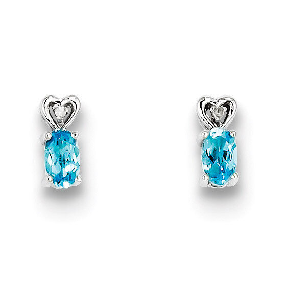 Light Swiss Blue Topaz &amp; Diamond December Earrings Sterling Silver QBE23DEC, MPN: QBE23DEC, 8839574…