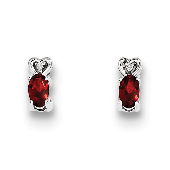 Garnet &amp; Diamond January Earrings Sterling Silver QBE23JAN, MPN: QBE23JAN, 883957478456