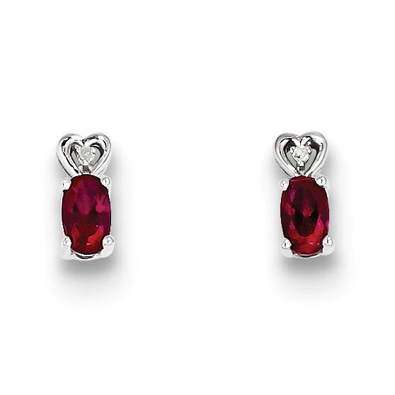 Ruby &amp; Diamond July Earrings Sterling Silver QBE23JUL, MPN: QBE23JUL, 883957317137