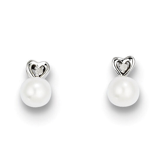 Pearl &amp; Diamond June Earrings Sterling Silver Cultured QBE23JUN, MPN: QBE23JUN, 883957396675