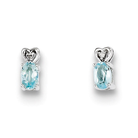 Aquamarine &amp; Diamond March Earrings Sterling Silver QBE23MAR, MPN: QBE23MAR, 883957457659