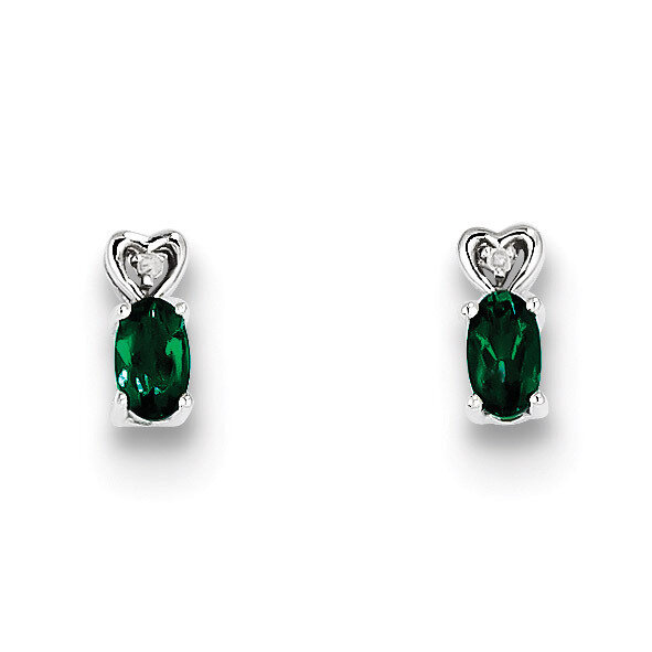 Emerald &amp; Diamond May Earrings Sterling Silver QBE23MAY, MPN: QBE23MAY, 883957487953
