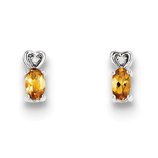 Citrine &amp; Diamond November Earrings Sterling Silver QBE23NOV, MPN: QBE23NOV, 883957495330