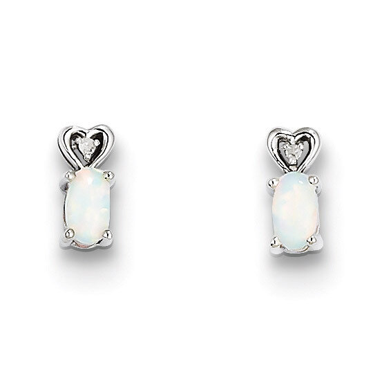 Opal &amp; Diamond October Earrings Sterling Silver QBE23OCT, MPN: QBE23OCT, 883957500744