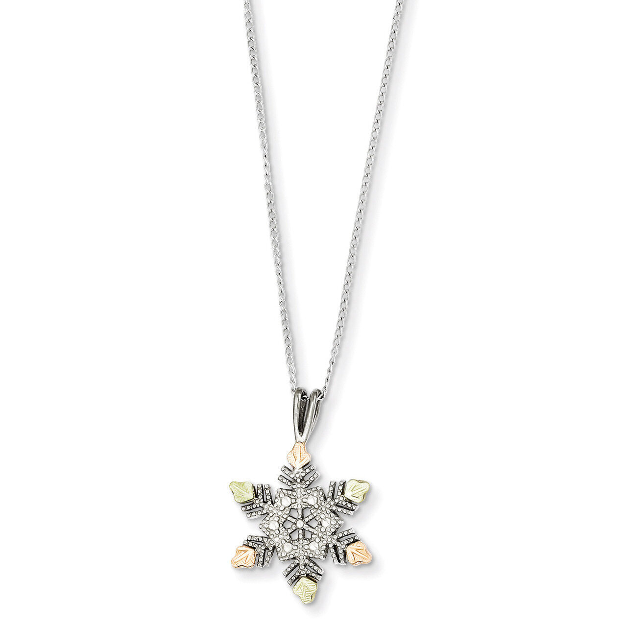 18 Inch 12k Gold Snowflake Necklace Sterling Silver QBH185-18