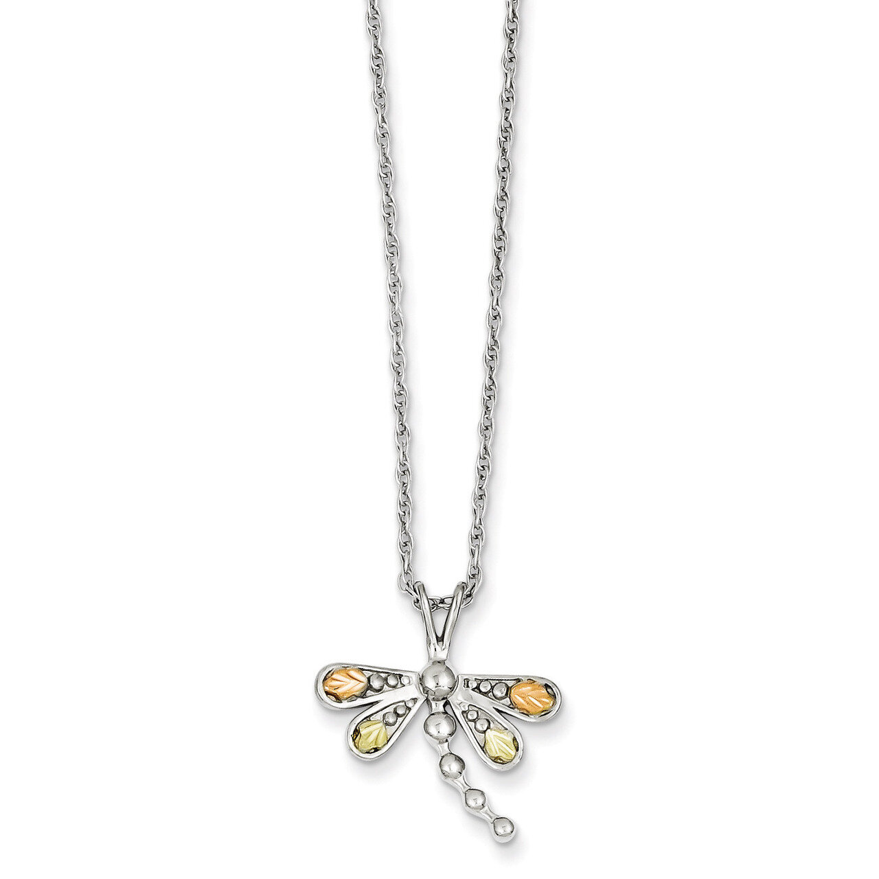 18 Inch 12k Gold Dragonfly Necklace Sterling Silver QBH186-18
