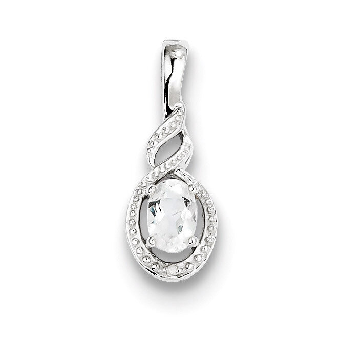 White Topaz &amp; Diamond April Pendant Sterling Silver QBPD18APR, MPN: QBPD18APR, 883957542089