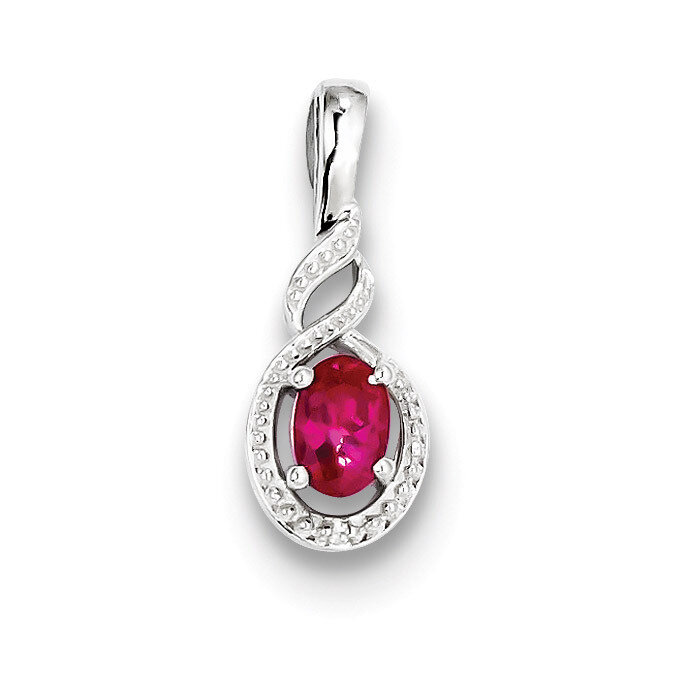 Ruby &amp; Diamond July Pendant Sterling Silver QBPD18JUL, MPN: QBPD18JUL, 883957500782