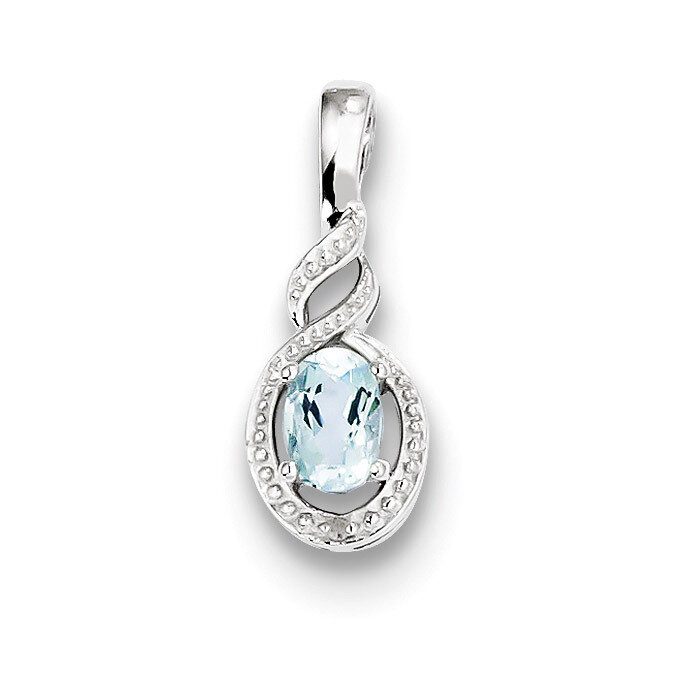 Aquamarine &amp; Diamond March Pendant Sterling Silver QBPD18MAR, MPN: QBPD18MAR, 883957569925