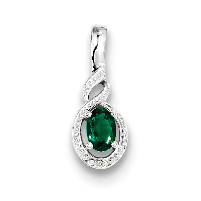 Emerald &amp; Diamond May Pendant Sterling Silver QBPD18MAY, MPN: QBPD18MAY, 883957528939