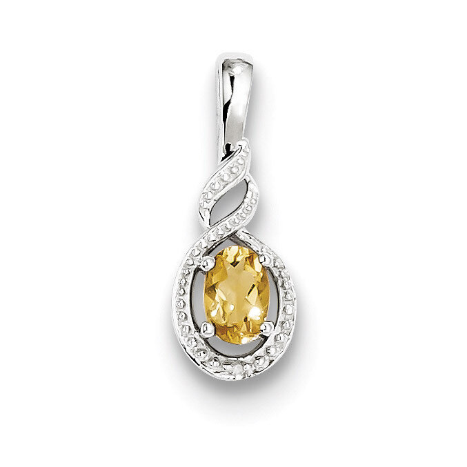 Citrine &amp; Diamond November Pendant Sterling Silver QBPD18NOV, MPN: QBPD18NOV, 883957495378