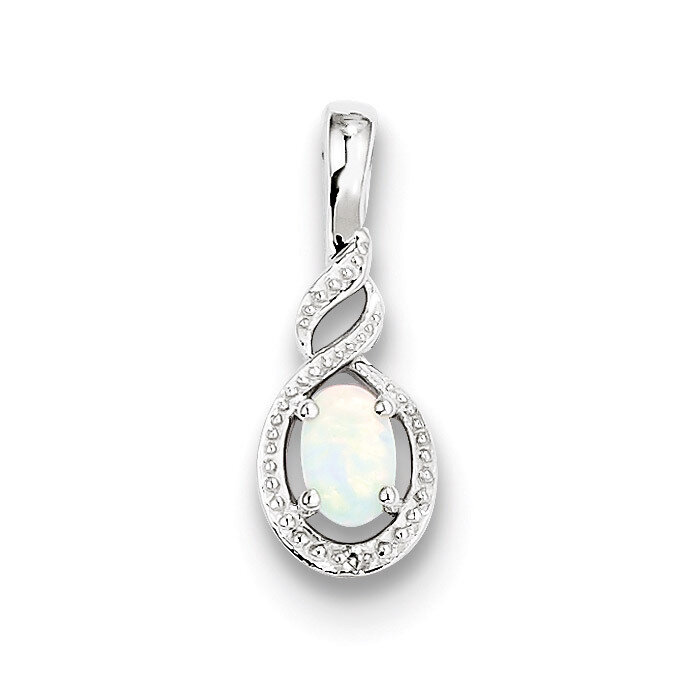 Opal &amp; Diamond October Pendant Sterling Silver QBPD18OCT, MPN: QBPD18OCT, 883957575803