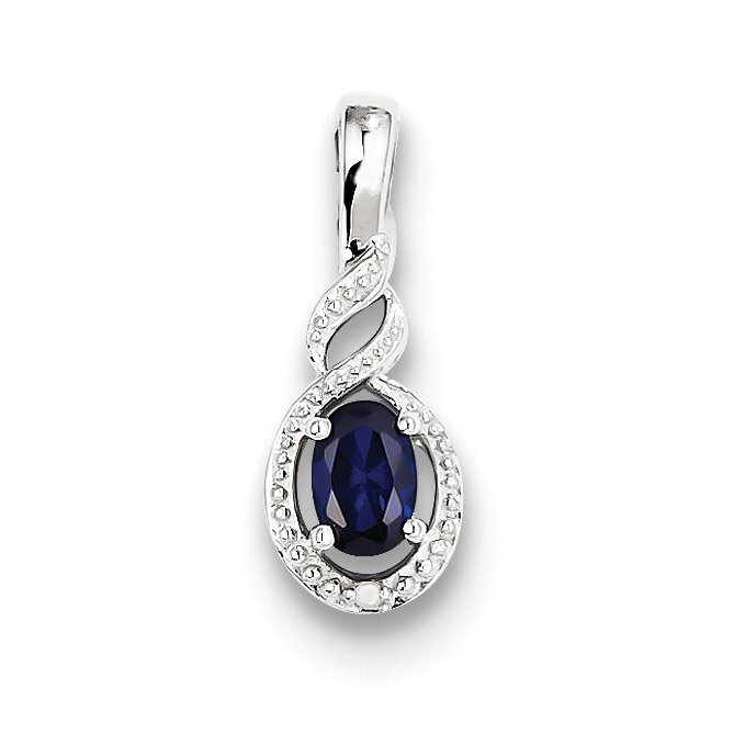 Sapphire &amp; Diamond September Pendant Sterling Silver QBPD18SEP, MPN: QBPD18SEP, 883957554068