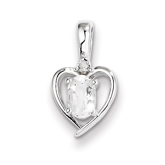 White Topaz &amp; Diamond April Pendant Sterling Silver QBPD19APR, MPN: QBPD19APR, 883957457727
