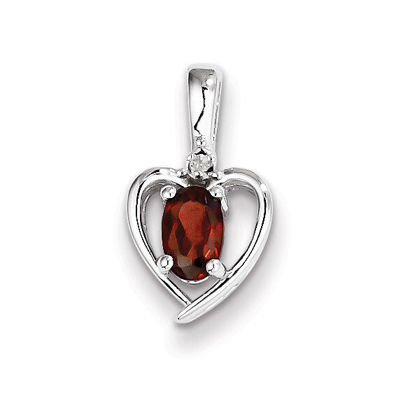 Garnet &amp; Diamond January Pendant Sterling Silver QBPD19JAN