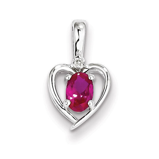 Ruby &amp; Diamond July Pendant Sterling Silver QBPD19JUL, MPN: QBPD19JUL, 883957500805