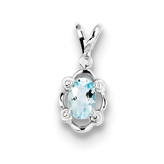 Aquamarine &amp; Diamond March Pendant Sterling Silver QBPD21MAR, MPN: QBPD21MAR, 883957532240