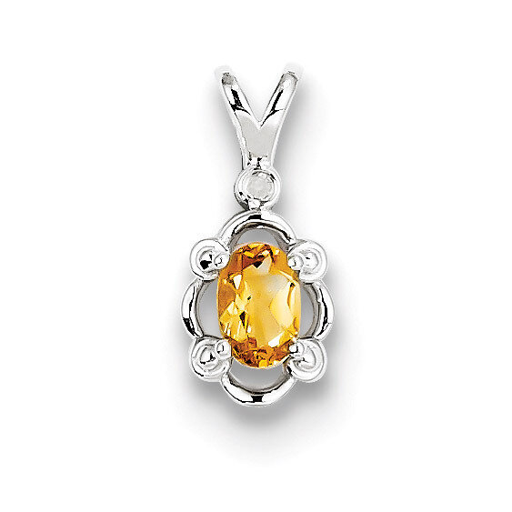 Citrine &amp; Diamond November Pendant Sterling Silver QBPD21NOV, MPN: QBPD21NOV, 883957495408