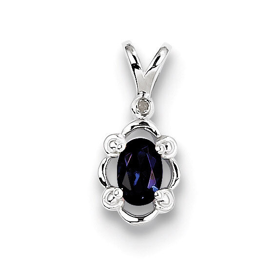 Sapphire &amp; Diamond September Pendant Sterling Silver QBPD21SEP, MPN: QBPD21SEP, 883957457765