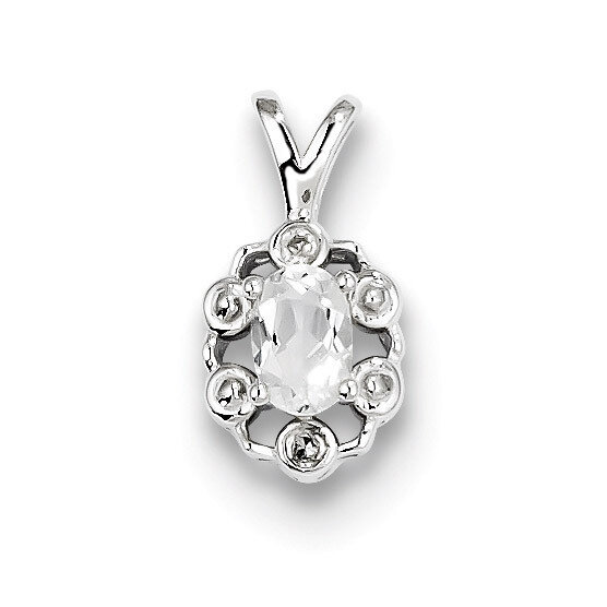 White Topaz &amp; Diamond April Pendant Sterling Silver QBPD22APR, MPN: QBPD22APR, 883957353630