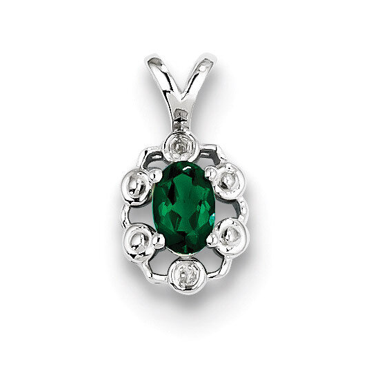 Emerald &amp; Diamond May Pendant Sterling Silver QBPD22MAY