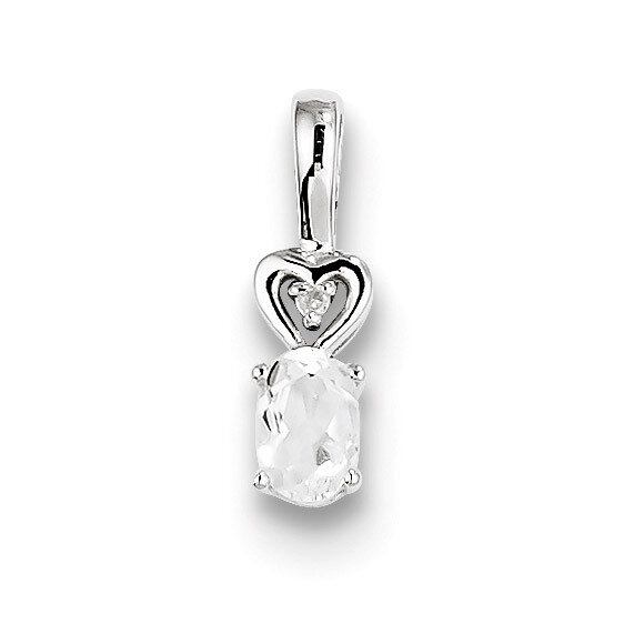 White Topaz &amp; Diamond April Pendant Sterling Silver QBPD23APR, MPN: QBPD23APR, 883957495439