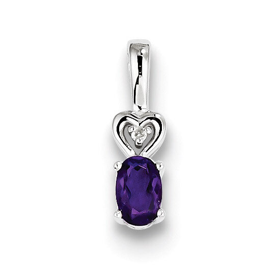 Amethyst &amp; Diamond February Pendant Sterling Silver QBPD23FEB, MPN: QBPD23FEB, 883957488035