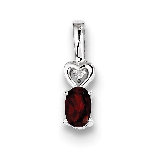 Garnet &amp; Diamond January Pendant Sterling Silver QBPD23JAN, MPN: QBPD23JAN, 883957457833