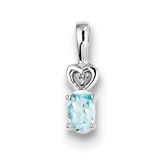 Aquamarine &amp; Diamond March Pendant Sterling Silver QBPD23MAR, MPN: QBPD23MAR, 883957431413