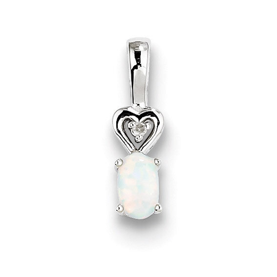 Opal &amp; Diamond October Pendant Sterling Silver QBPD23OCT, MPN: QBPD23OCT, 883957539430