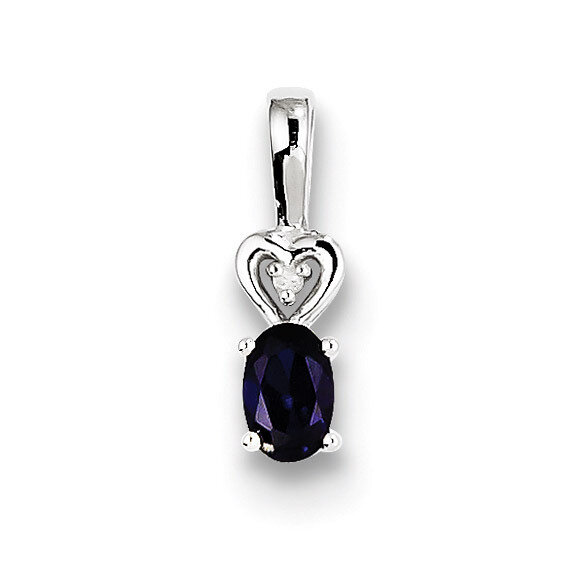 Sapphire &amp; Diamond September Pendant Sterling Silver QBPD23SEP, MPN: QBPD23SEP, 883957488042