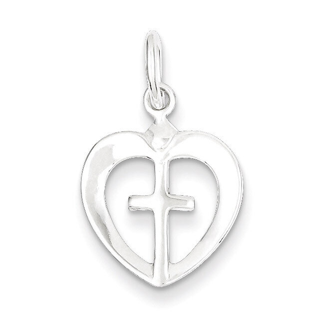 Cross Heart Charm Sterling Silver QC1863
